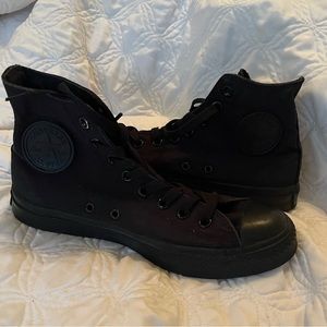 Black on black hi-top Converse
